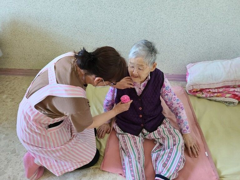 어버이 날 카네이션 달아드리기